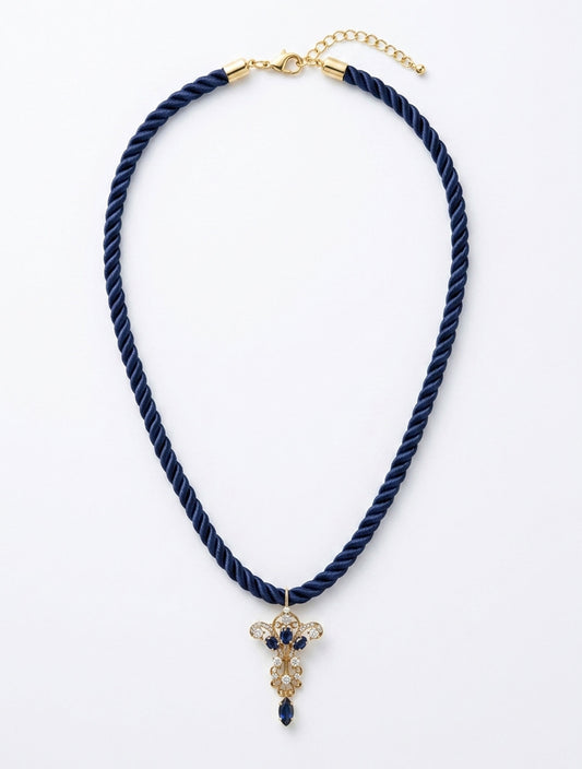 Art Nouveau Sapphire & Diamond "Midnight Filigree" Lavaliere