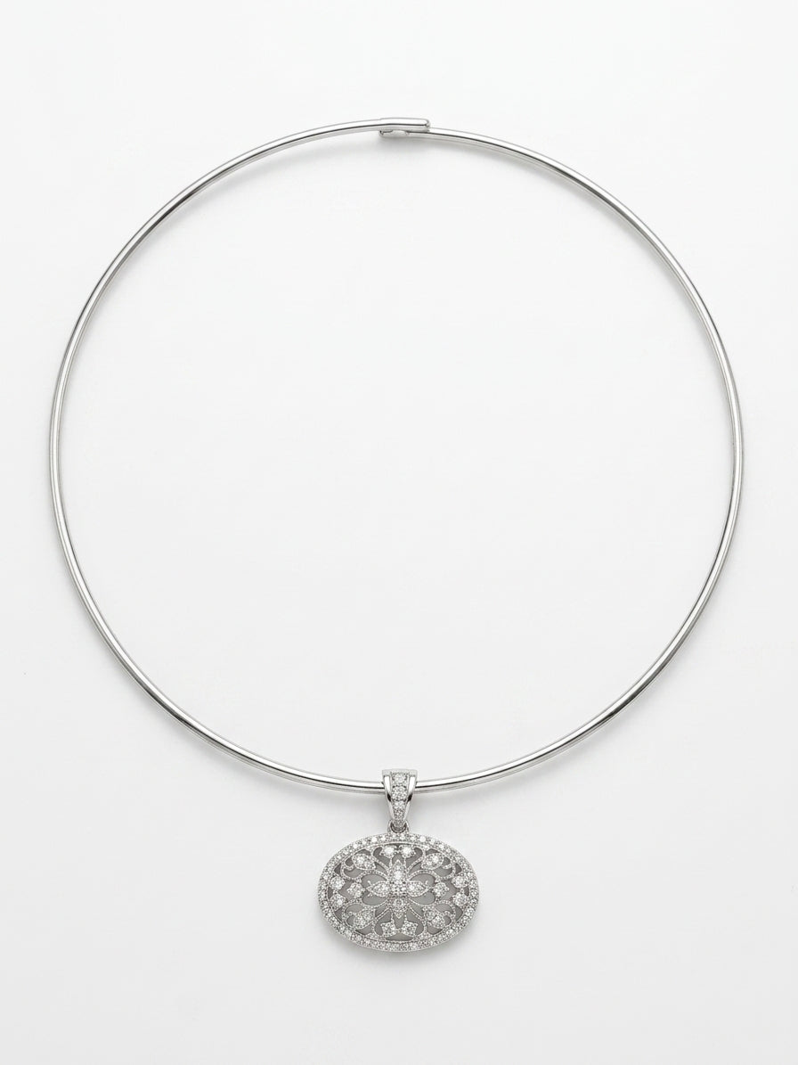 Lace-Pattern Diamond Cross Pendant