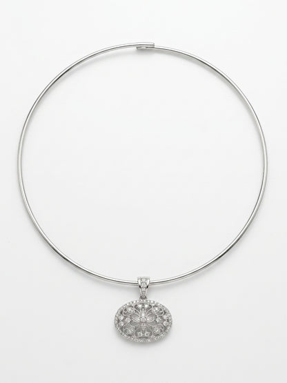 Lace-Pattern Diamond Cross Pendant