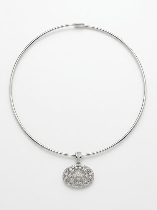 Lace-Pattern Diamond Cross Pendant