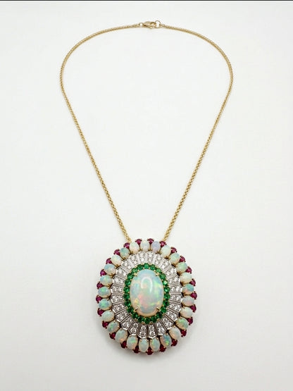 Victorian Revival Opal Sunburst Pendant